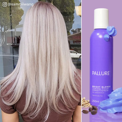Pallure Bright Blonde Toning Foam Conditioner — Reduces Brassiness for Blonde, Silver & Ash Hair | 250 ml