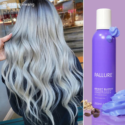 Pallure Bright Blonde Toning Foam Conditioner — Reduces Brassiness for Blonde, Silver & Ash Hair | 250 ml