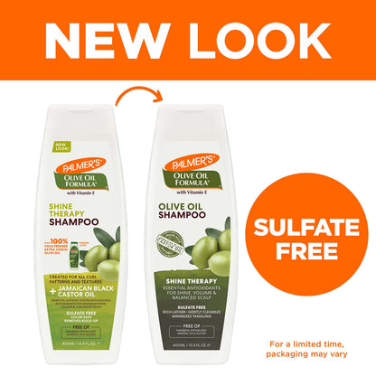 Palmer's Olive Oil Formula Shine Therapy Shampoo – 2 x 13.5 oz | Sulfate-Free, Frizz Control & Shine