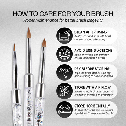 PANA 3D Kolinsky Nail Art Brush - Size 5, Silver Glitter Handle