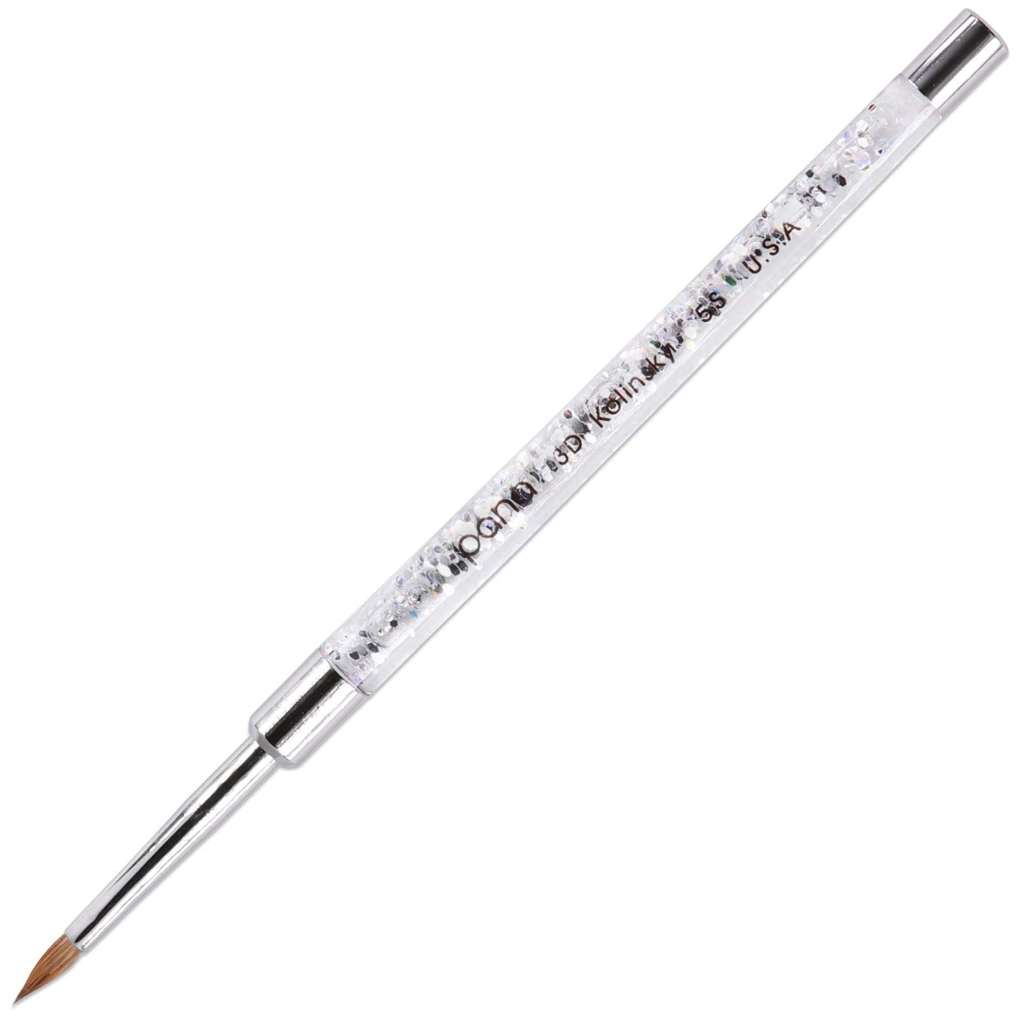 PANA 3D Kolinsky Nail Art Brush - Size 5, Silver Glitter Handle
