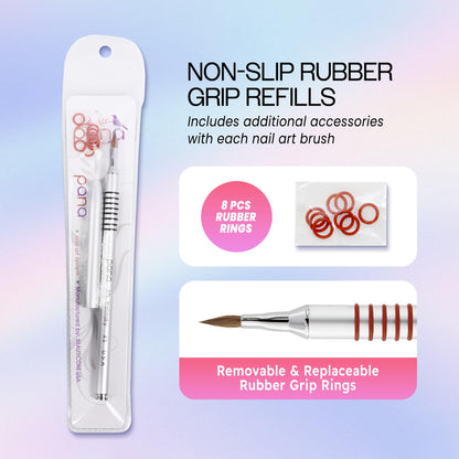 PANA 3D Kolinsky Acrylic Nail Art Brush #4 – Silver Non-Slip Grip for 3D Flower Nails