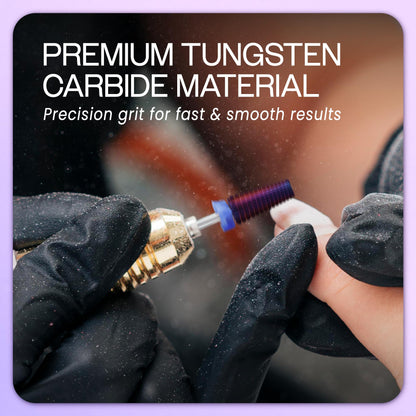 PANA Nail Carbide 5-in-1 Bit – Two-Way Rotation, Left/Right Handed, Acrylic & Hard Gel Removal, 3/32 Shank, Purple (Medium)