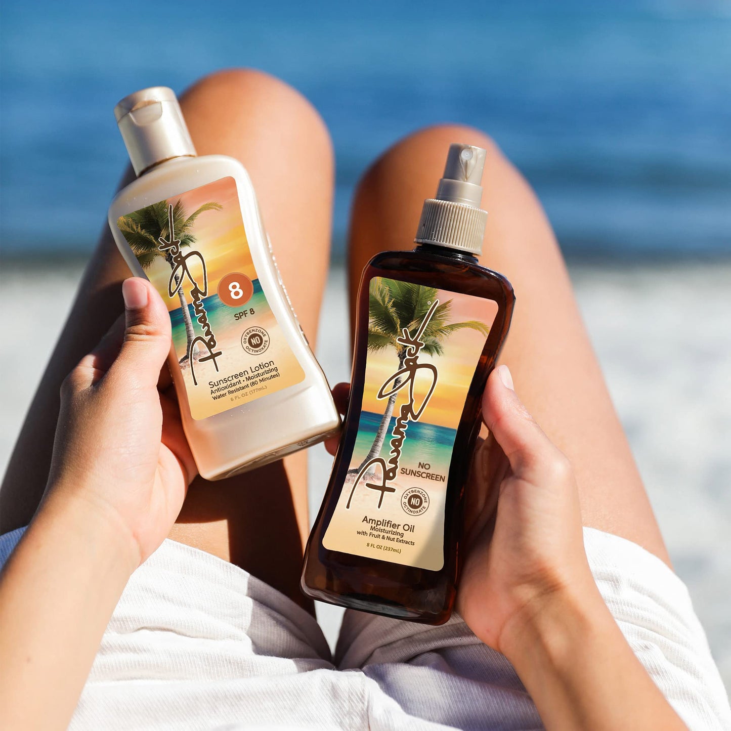 Panama Jack Amplifier Suntan Oil 0 SPF • Light Exotic Oils, Tropical Fragrance • Pack of 12 (8 oz each)