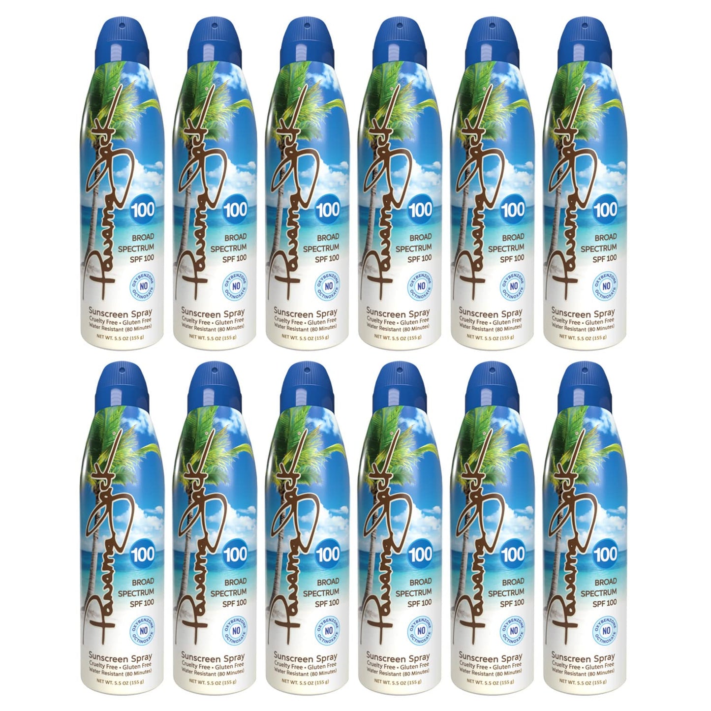 Panama Jack SPF 100 Continuous Spray Sunscreen – Broad Spectrum, Water Resistant 80 Min, 5.5 oz (Pack of 12)