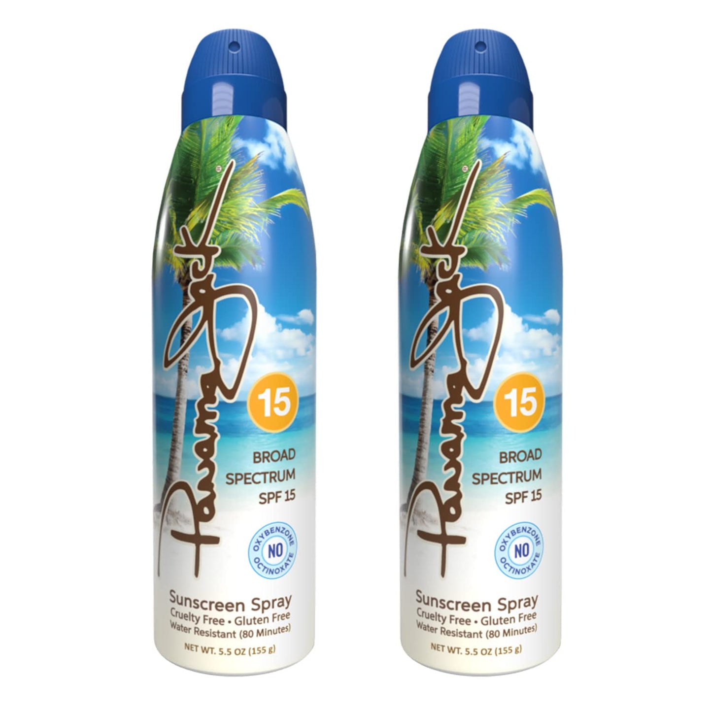 Panama Jack Continuous Spray Sunscreen SPF 15 – Broad Spectrum, Water Resistant, Cruelty Free (2 Pack)