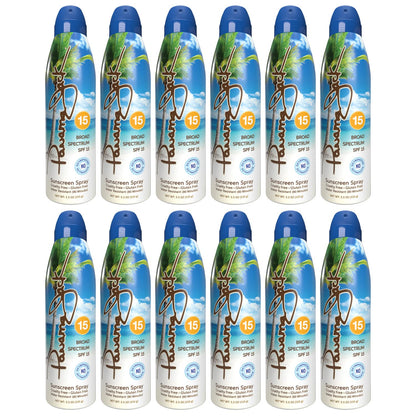 Panama Jack Continuous Spray Sunscreen SPF 15 | Broad Spectrum UVA/UVB | Water Resistant 80 Min | 5.5 oz Pack of 12