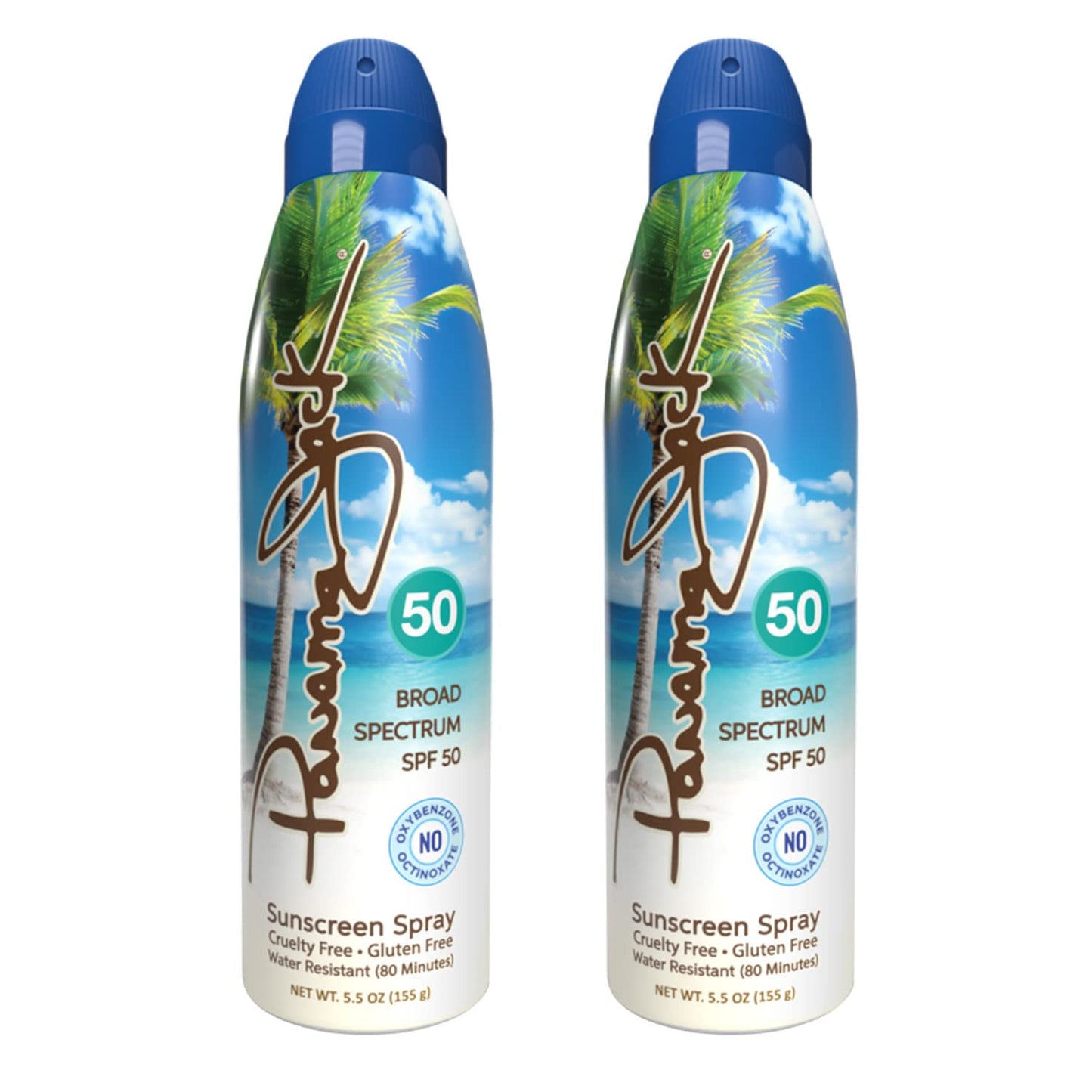 Panama Jack SPF 50 Continuous Spray Sunscreen – Broad Spectrum UVA/UVB, Water-Resistant (80 min), Pack of 2