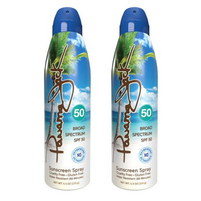 Panama Jack SPF 50 Continuous Spray Sunscreen – Broad Spectrum UVA/UVB, Water-Resistant (80 min), Pack of 2