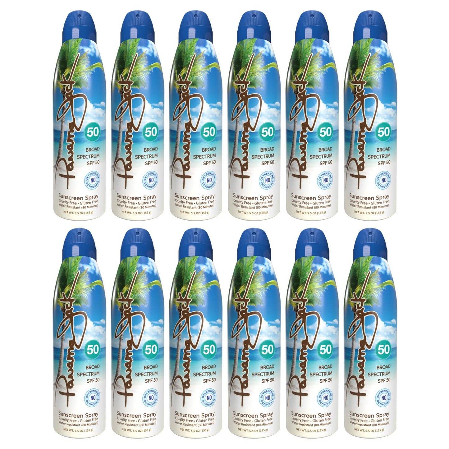 Panama Jack Continuous Spray Sunscreen SPF 50 – Broad Spectrum UVA/UVB, Water Resistant (80 min), 5.5 oz (Pack of 12)