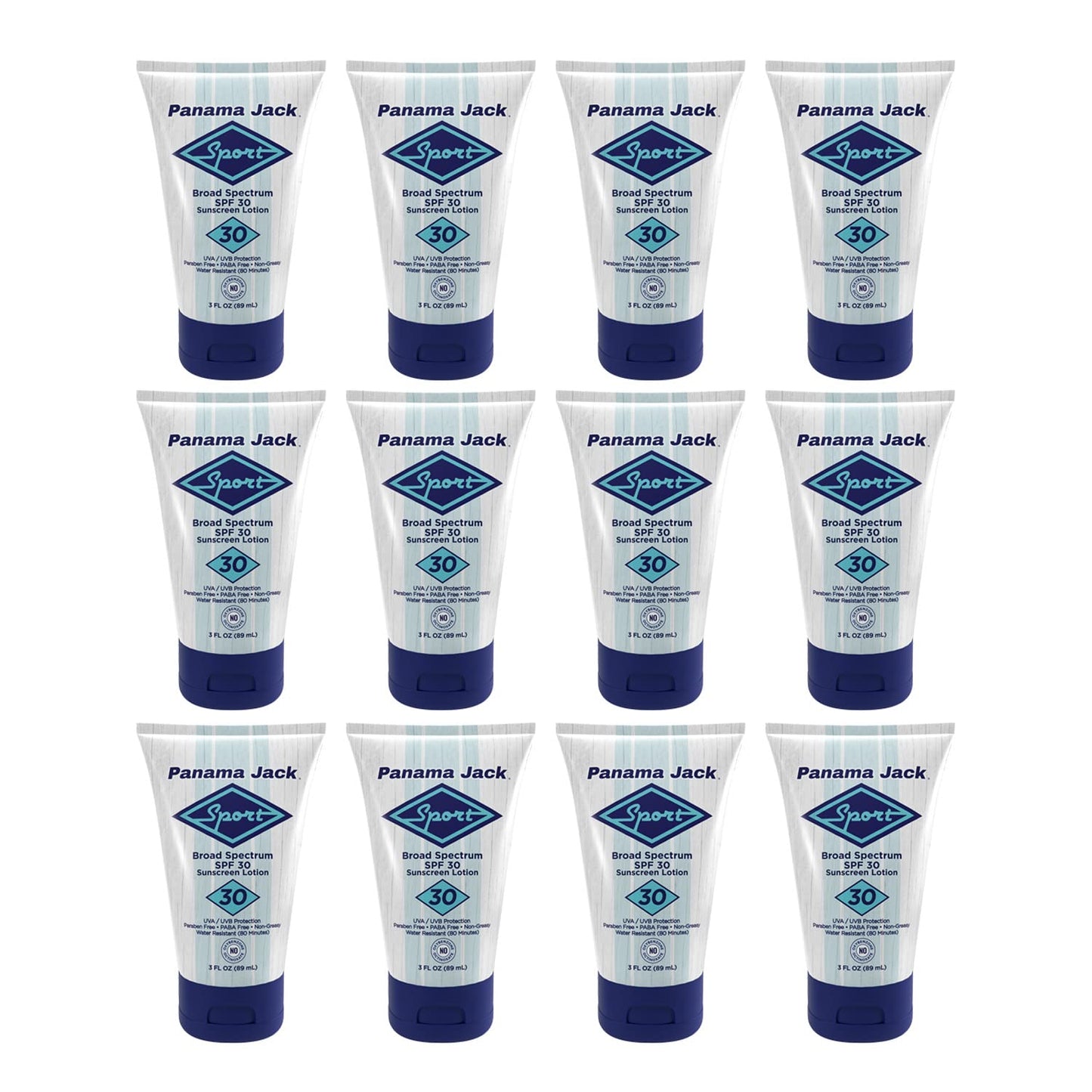 Panama Jack Sport Sunscreen Lotion SPF 30 – Broad Spectrum, Non-Greasy, Reef Friendly (3 fl oz x12)