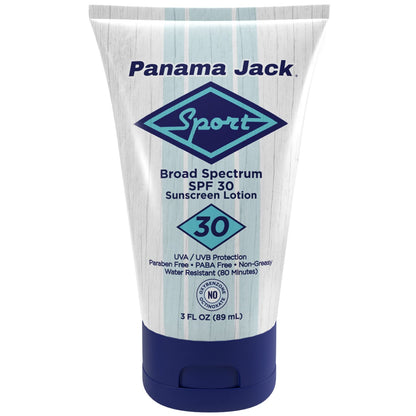 Panama Jack Sport Sunscreen Lotion SPF 30 – Broad Spectrum, Non-Greasy, Reef Friendly (3 fl oz x12)