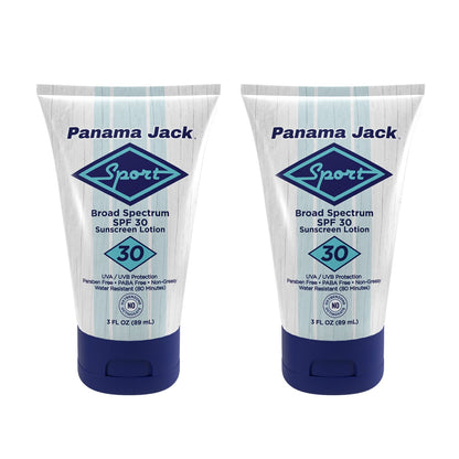 Panama Jack Sport Sunscreen Lotion SPF 30 – Broad Spectrum, Non-Greasy, Reef Friendly (3 fl oz x12)