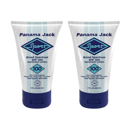 Panama Jack Sport Sunscreen Lotion SPF 100 - Non-Greasy, Water-Resistant, Cruelty-Free, 3 oz (Pack of 12)