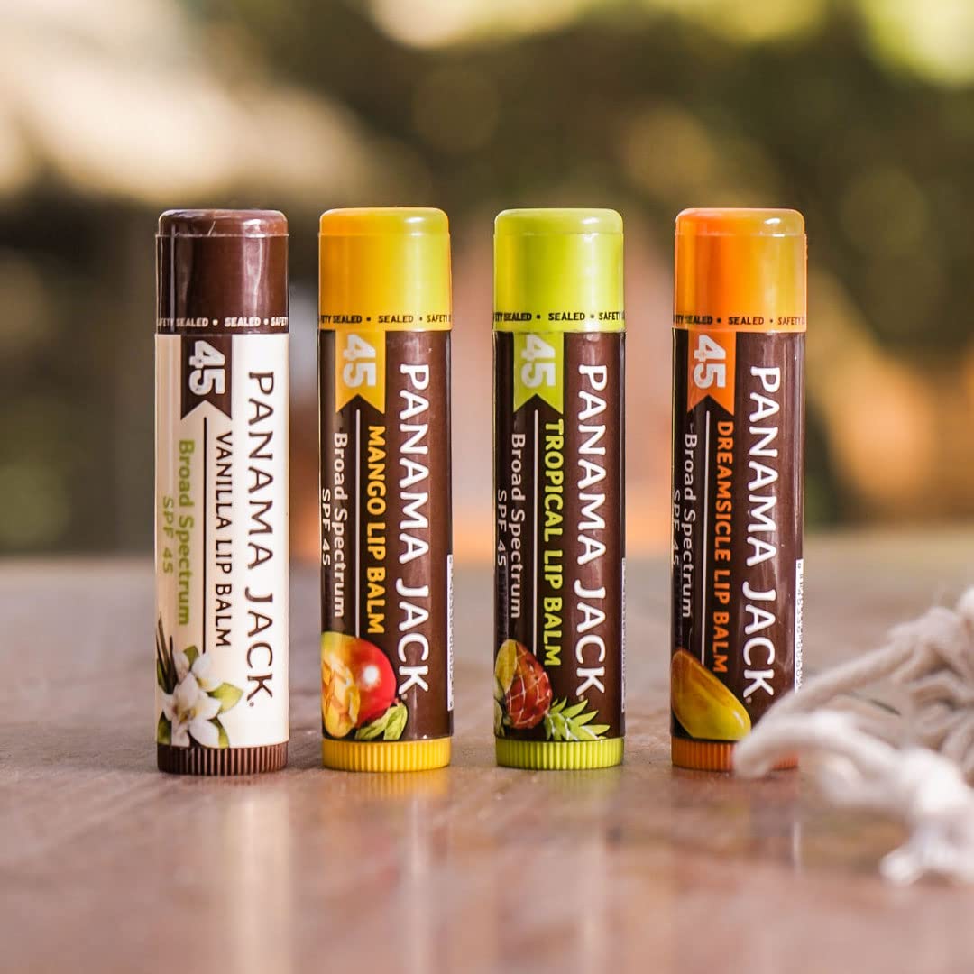 Panama Jack Sunscreen Lip Balm SPF 45 – Broad Spectrum Lip Protection (7 Pack)