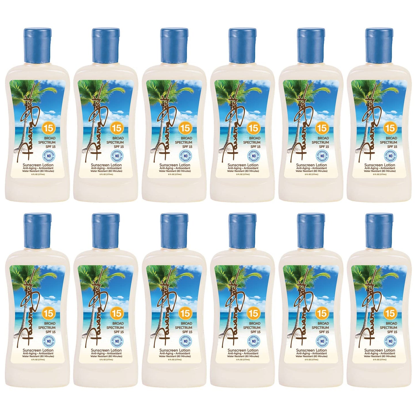 Panama Jack Sunscreen Suntan Lotion SPF 15 – Broad Spectrum UVA/UVB, Cruelty Free, 6 fl oz (Pack of 12)
