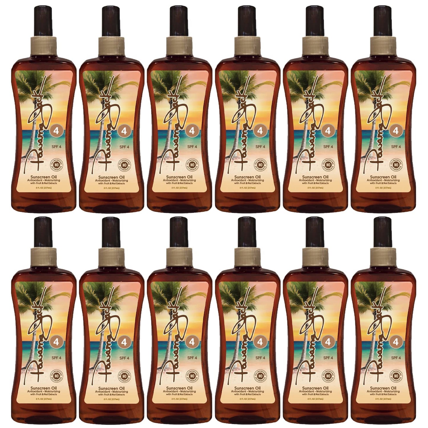 Panama Jack Sunscreen Tanning Oil SPF 4 – Cruelty Free, Exotic Oils & Fruit Extracts, 8 oz (Pack of 12)