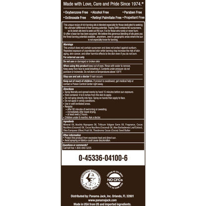 Panama Jack Trophy Suntan Oil – 0 SPF, Exotic Oils & Cocoa Butter, 5.5 oz (Pack of 6)