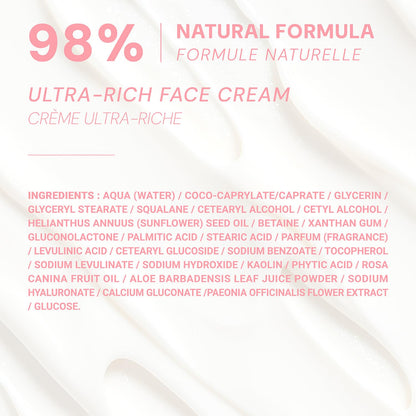 Panier des Sens Radiant Peony Ultra Rich Face Cream – 1.7 oz, 48H Hydration & Regeneration, 99% Natural, Made in France, Vegan