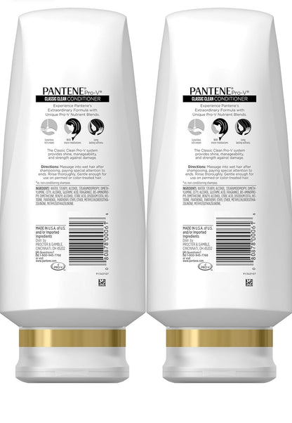 Pantene Classic Clean Conditioner Twin Pack – 2 x 24 oz Bottles | Pro-V Hydration