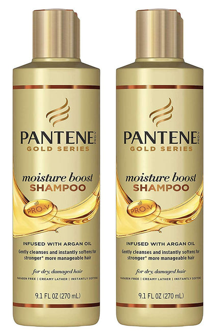 Pantene Gold Series Shampoo Moisture Boost – 9.1 oz Bottle (Pack of 2)