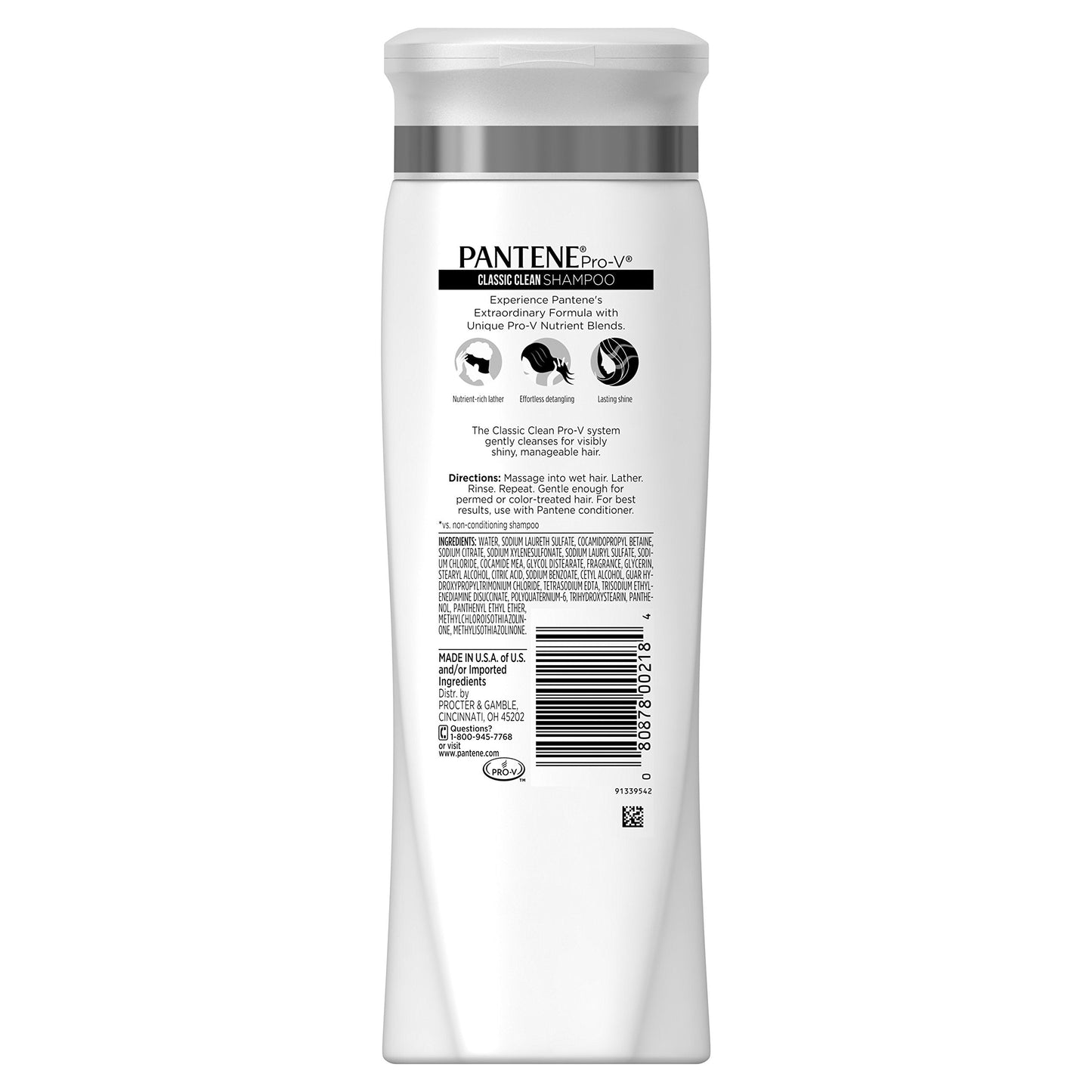 Pantene Pro-V Classic Clean Shampoo – 3 x 12.6 fl oz | Gentle Daily Clean for All Hair Types