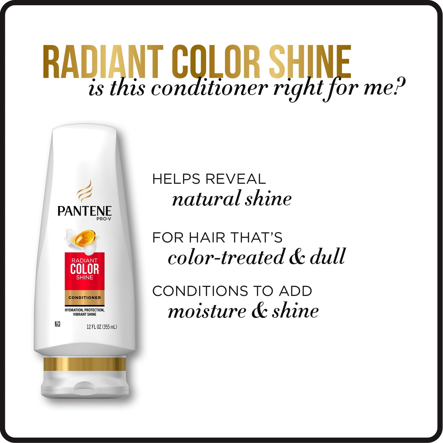 Pantene Pro-V Radiant Color Shine Conditioner, 17.7 Fl Oz – Hydrating Color Protection