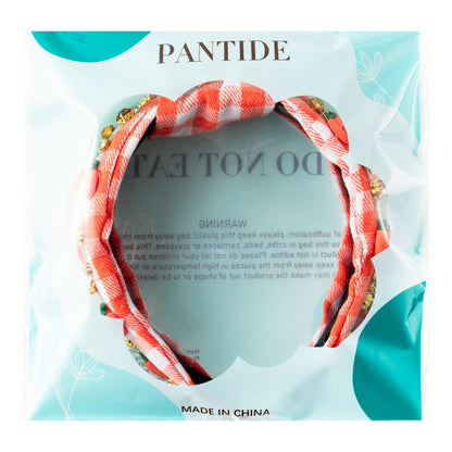 PANTIDE Thanksgiving Jeweled Knotted Headband — Pumpkin Rhinestone Crystal Embellished Hair Accessory