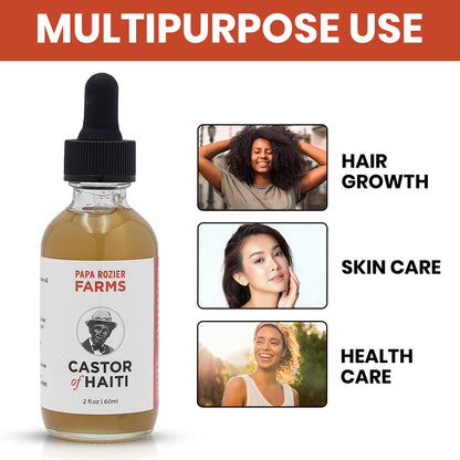Papa Rozier Farms Pure Organic Castor Oil for Hair Growth, Skin Moisturizer, Lash & Brow Treatment – 2 oz (Pack of 1)