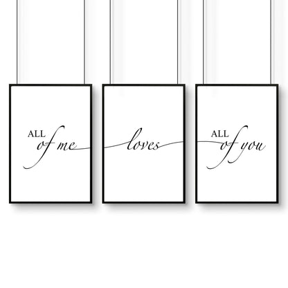 Paper anniversary gift | set of 3 wall art prints for Bedroom