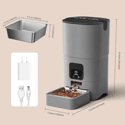 PAPIFEED Automatic Cat Feeder Upgrade — WiFi App Control, Dual Power, 1–12 Meals/Day (Greener)