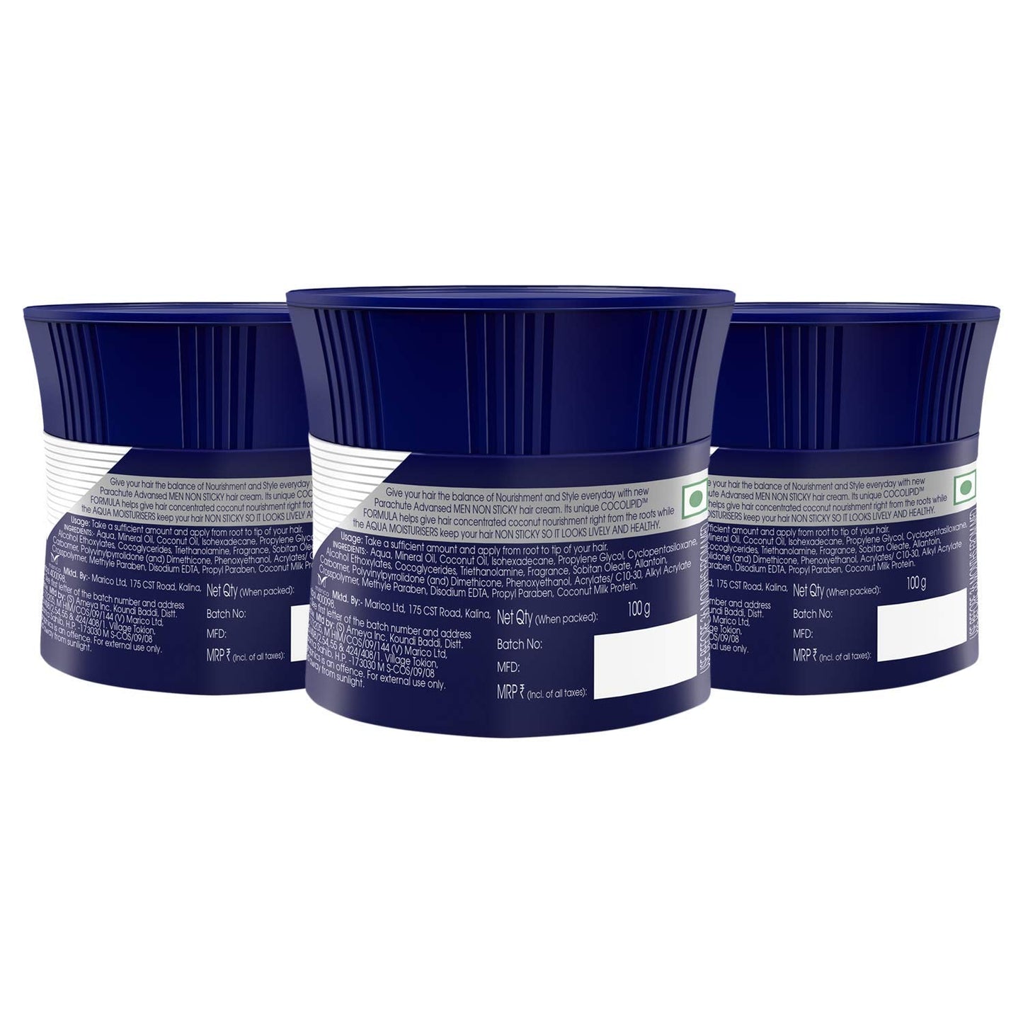 Parachute Advansed Hair Cream for Men – Coconut Moisturizing, Non-Sticky, After Shower, Pack of 3