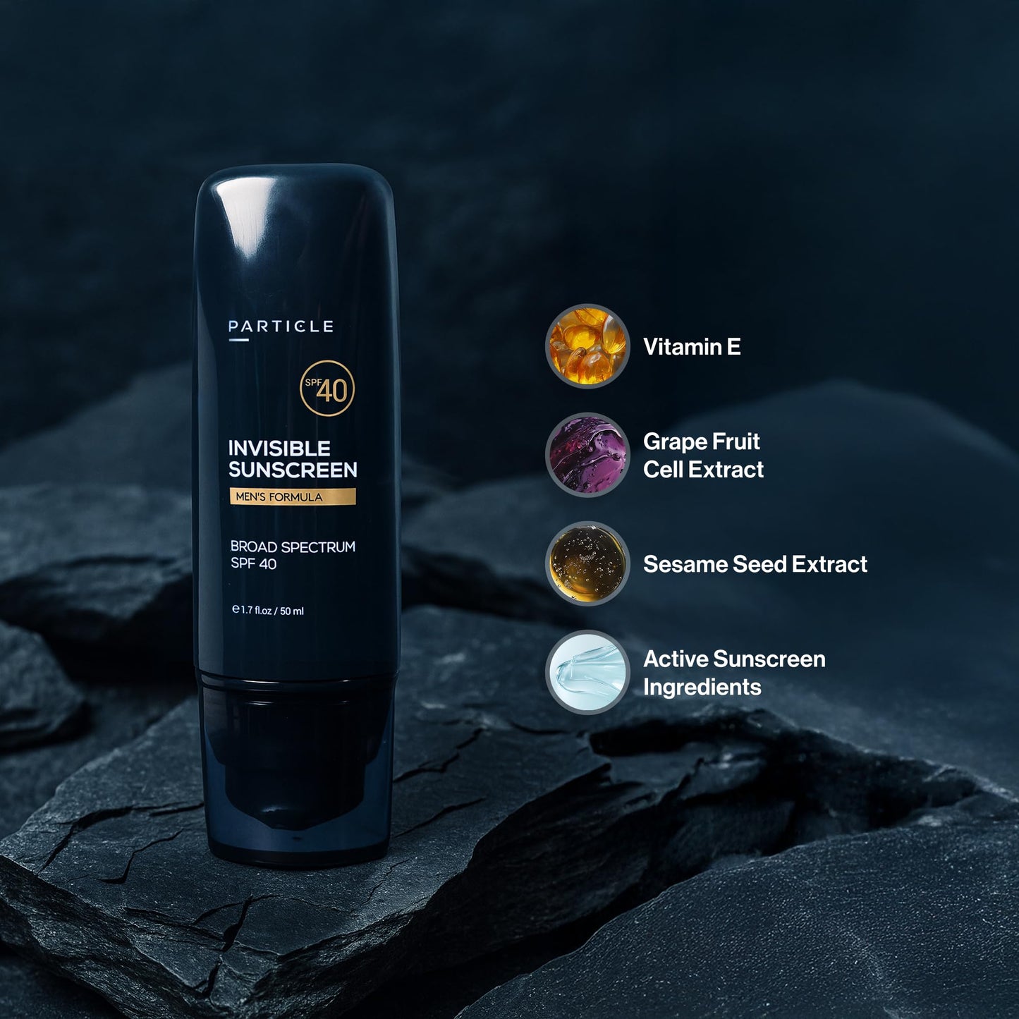 Particle Invisible Sunscreen SPF 40 for Men – Clear, Beard-Friendly, Non-Greasy (1.7 oz)