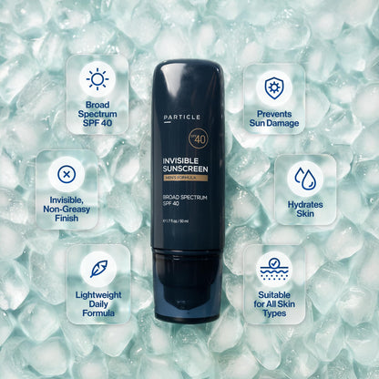Particle Invisible Sunscreen SPF 40 for Men – Clear, Beard-Friendly, Non-Greasy (1.7 oz)