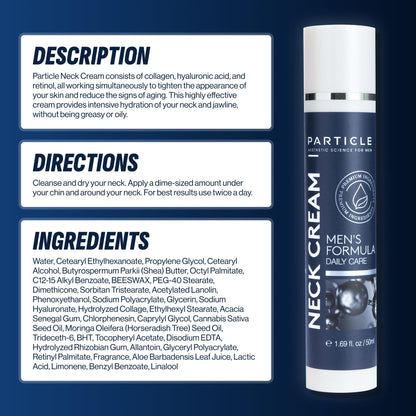 Particle Neck Cream for Men – Hydrating Neck Care with Collagen, Hyaluronic Acid, Retinol (1.7 fl oz)