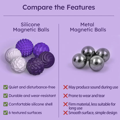 PARTY TONIGHT Silicone Magnetic Balls – 6-Piece Fidget Toy Set (Purple)