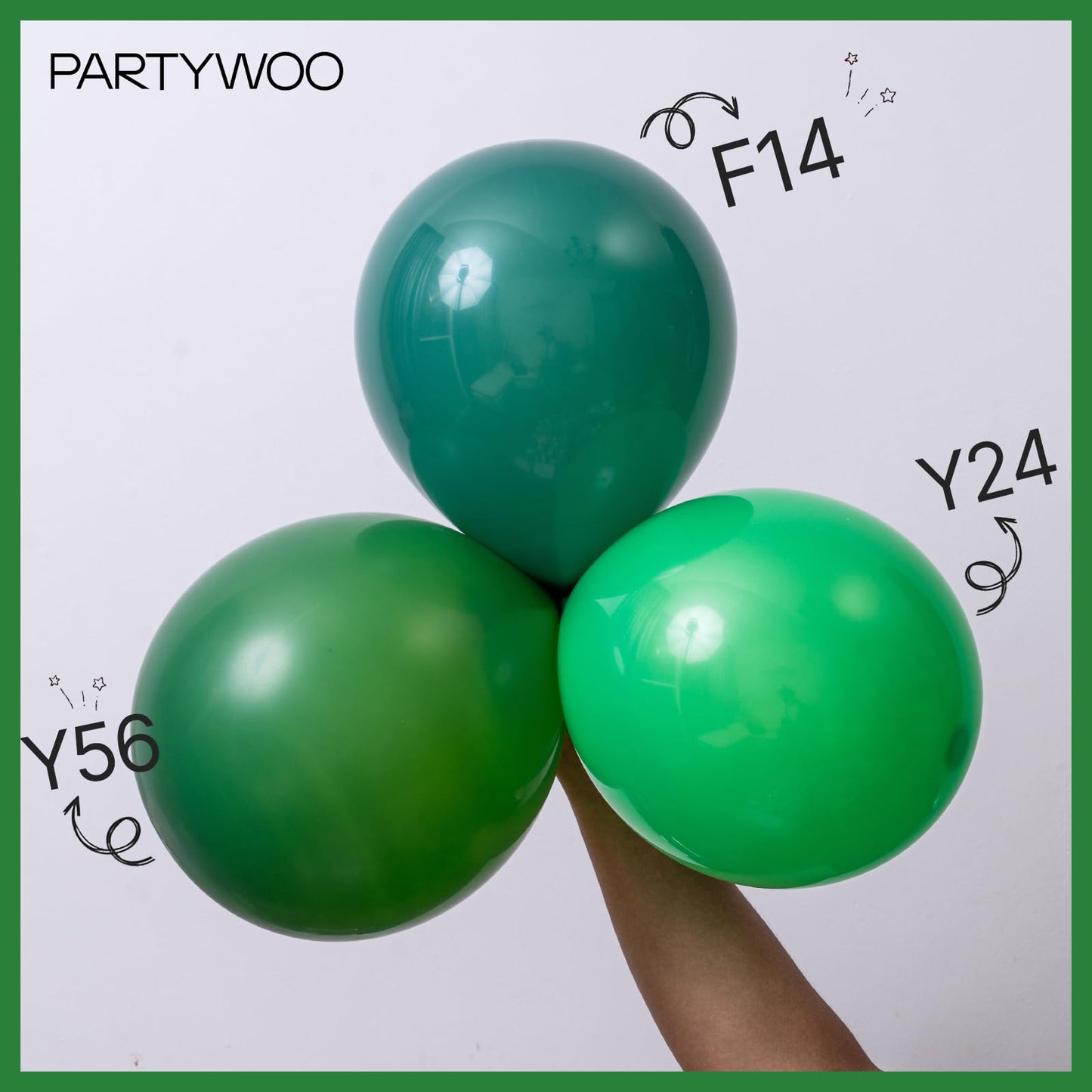 PartyWoo Dark Green Balloons Kit 127 Pcs for Arch Garlands 36in to 5in