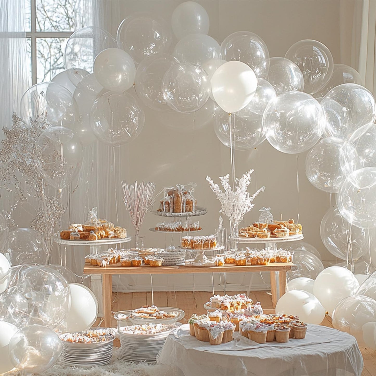 PartyWoo Clear Balloons Arch Kit – 140pcs (18/12/10/5in) for Graduation & Weddings