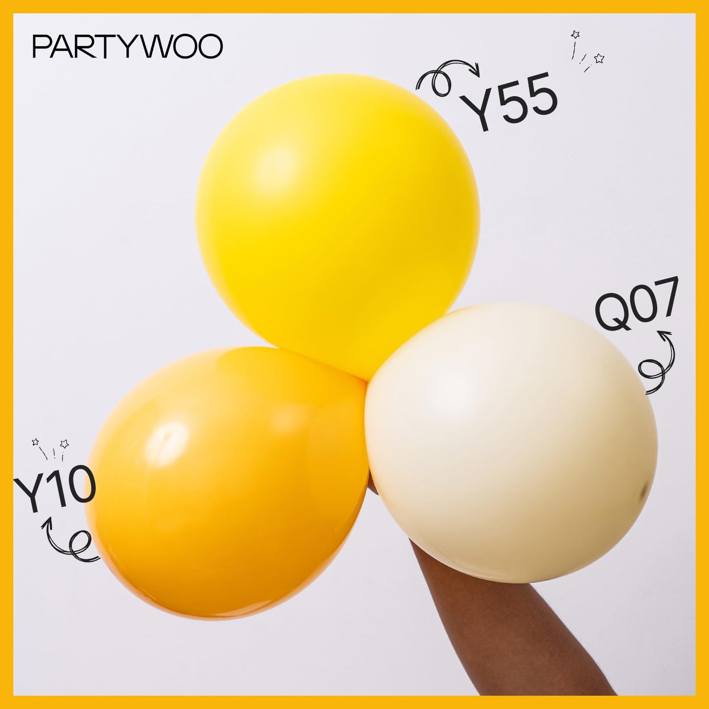 PartyWoo Mustard Yellow Balloons 100pcs | Assorted Sizes 36, 18, 12, 10 & 5 Inch