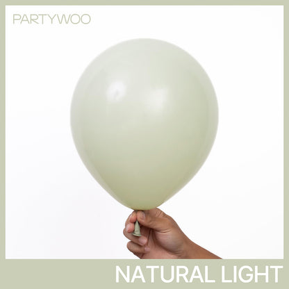 PartyWoo Sage Green Balloons 140pcs – 18/12/10/5in Latex Balloon Arch Kit for Weddings & Parties