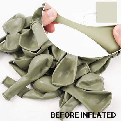 PartyWoo Sage Green Balloons 140pcs – 18/12/10/5in Latex Balloon Arch Kit for Weddings & Parties