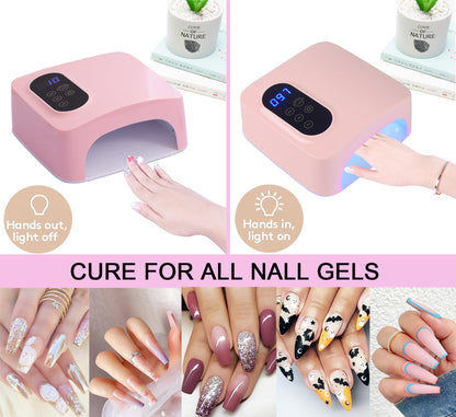 PASSHA 72W Cordless LED Nail Lamp – Rechargeable Gel Nail Dryer with 4 Timers & LCD Display