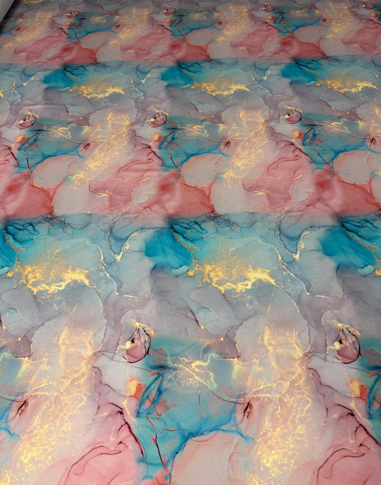 Pastel Marble Effect with Gold Veins Fabric by Metre