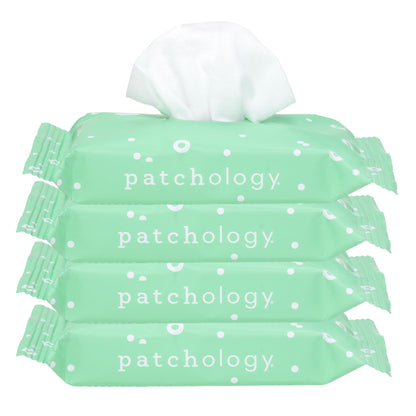 Patchology Clean AF Facial Cleansing Wipes – Travel-Size Makeup Remover for Sensitive & Oily Skin (4 Pack, 60 Wipes)