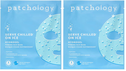 Patchology Iced Cooling & Firming Hydrogel Masks – Peptides, Cloudberry Oil & Bakuchiol | Pack of 2