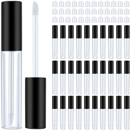 Patelai 50-Pack 10ml Empty Lip Gloss Tubes with Black Cap – Refillable DIY Cosmetic Containers