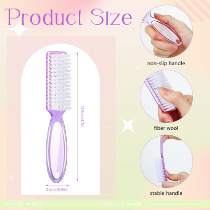 Patelai 30 Pcs Nail Scrubber Brushes – Bulk Handle Grip Manicure Cleaning Set (Clear Colors)