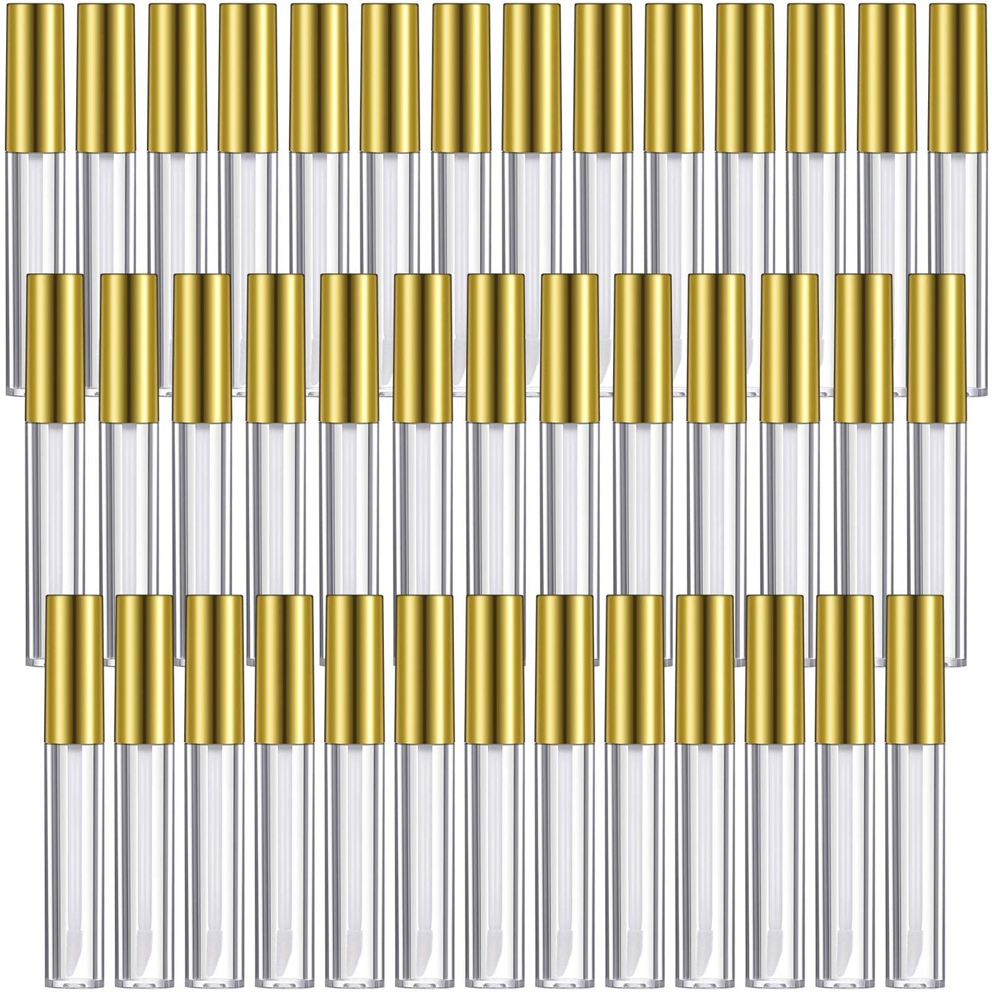 Patelai 40-Piece Empty Lip Gloss Tubes Set | 10 ml Clear Bottles with Gold Caps, Rubber Stoppers & Funnels