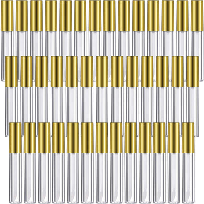 Patelai 40-Piece Empty Lip Gloss Tubes Set | 10 ml Clear Bottles with Gold Caps, Rubber Stoppers & Funnels