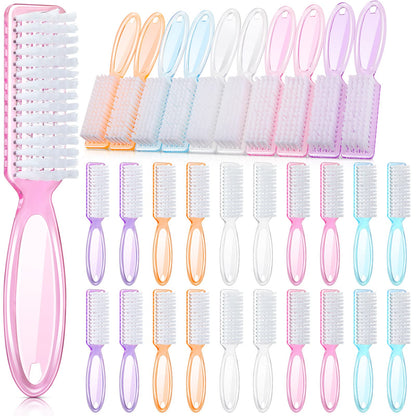 Patelai 30 Pcs Nail Scrubber Brushes – Bulk Handle Grip Manicure Cleaning Set (Clear Colors)